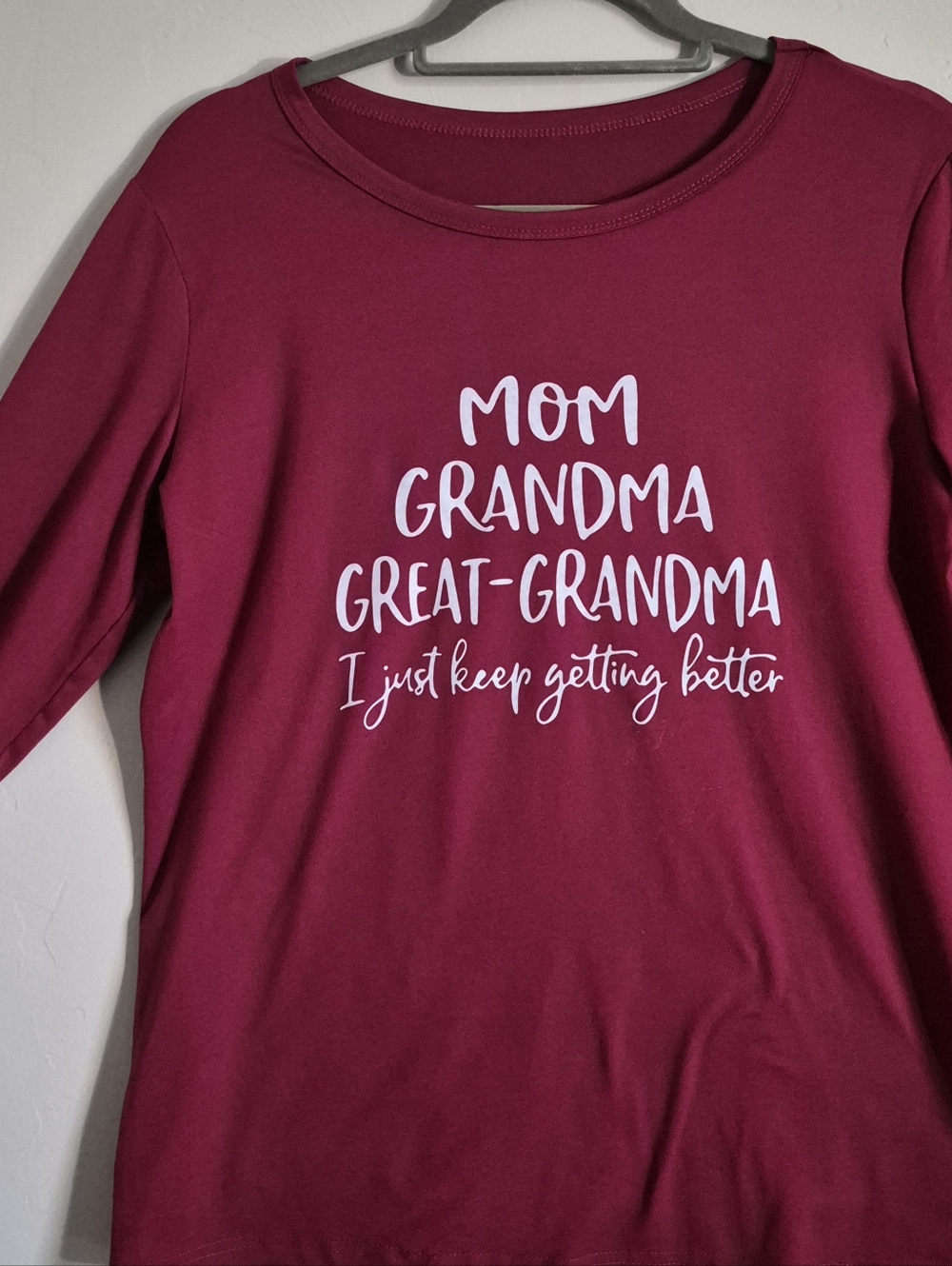 "Mom Grandma Great-Grandma" Burgundy Graphic Tee